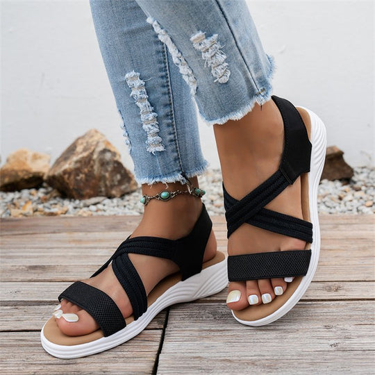 Damen Crossover-Sandalen mit rutschfester Sohle und anatomischem Fußbett EB