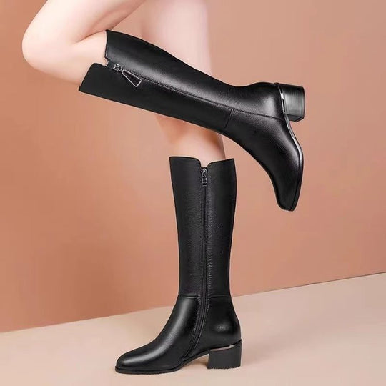 Damen Hochwertige Stiefel mit elegantem Blockabsatz EB