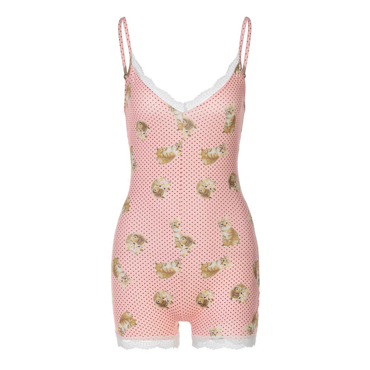Damen sexy Overall mit Leopardenmuster EB