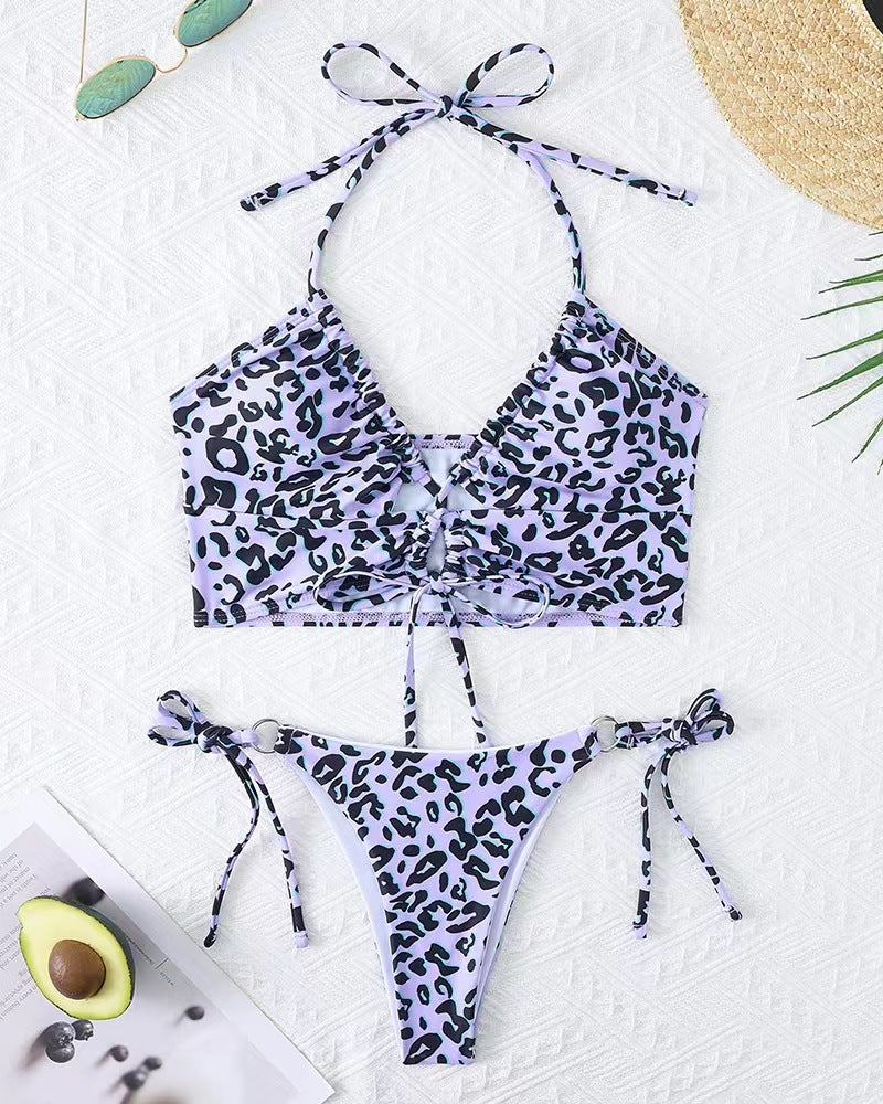 Damen Bikini-Set mit aufregendem Leopardenmuster und verstellbaren Trägern EB