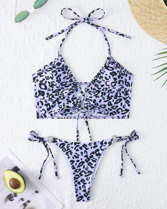 Damen Bikini-Set mit aufregendem Leopardenmuster und verstellbaren Trägern EB