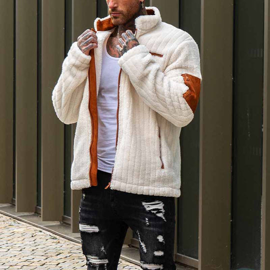 EB | Fleecejacke entspannte Passform Rippstruktur voller Reißverschluss Taschen