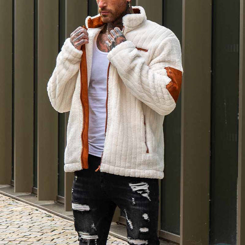 EB | Fleecejacke entspannte Passform Rippstruktur voller Reißverschluss Taschen