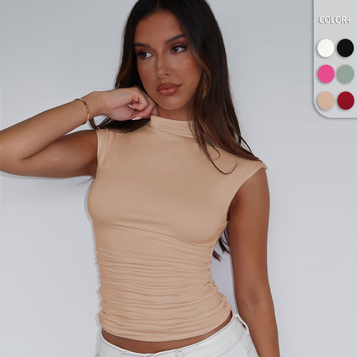 Damen Stretch-Oberteil mit figurbetontem Schnitt und hochgeschlossenem Kragen EB