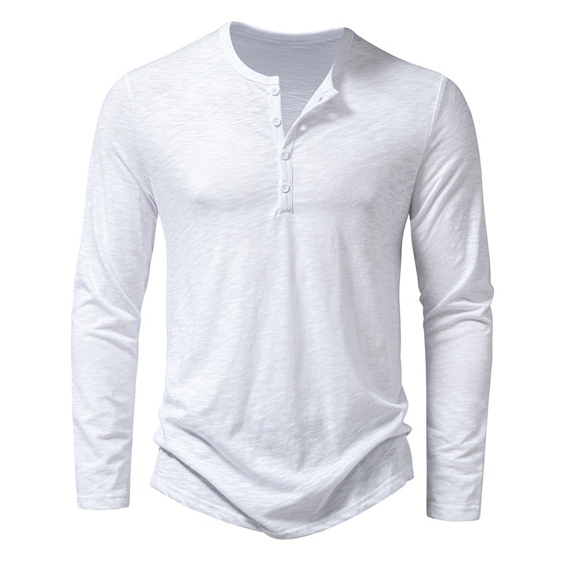 Herren nan Feinstrick-Henley mit Rundhalsausschnitt, verdeckter Knopfleiste und figurbetonter Passform EB