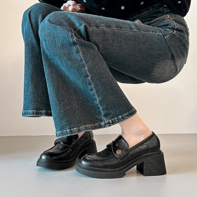 Damen Modische Loafers mit Blockabsatz EB