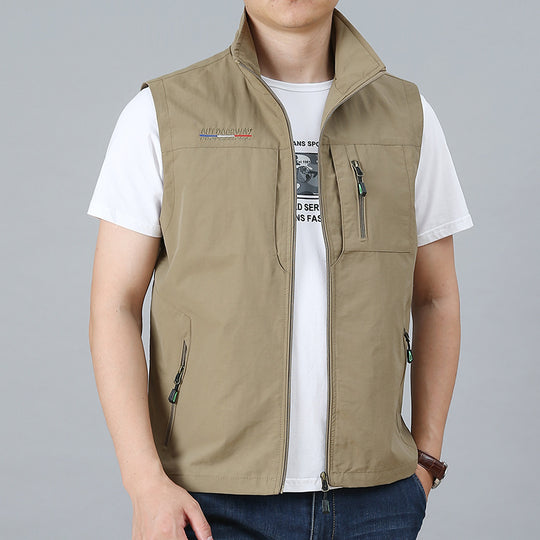 Herren nan ultraleichte technische Outdoorweste mit wasserabweisendem Ripstop, Stehkragen und mehrfachen Reißverschlusstaschen EB