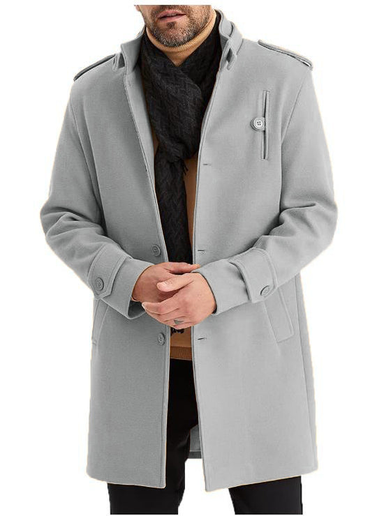 Herren modischer Übergangsmantel mit praktischen Taschen und Stehkragen EB