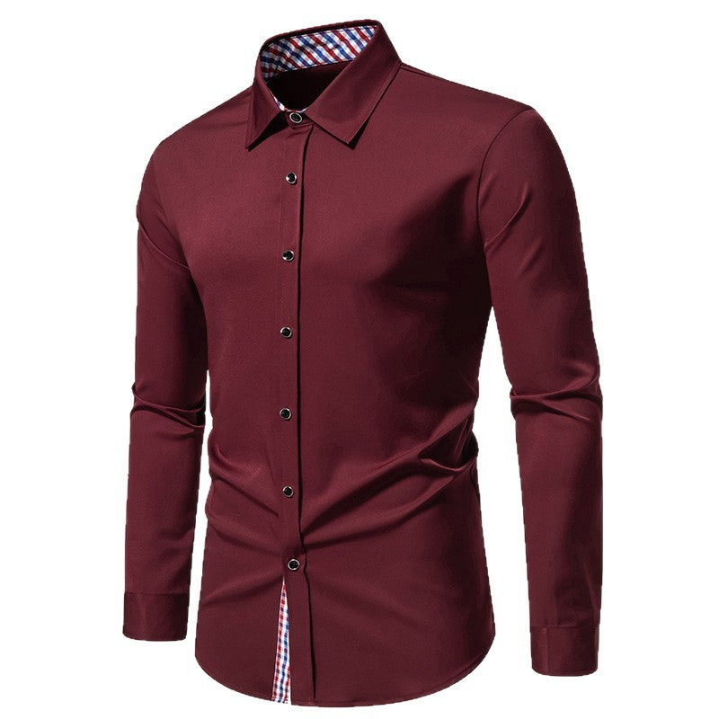 Herren elegantes Langarmhemd mit modernen Karodetails EB