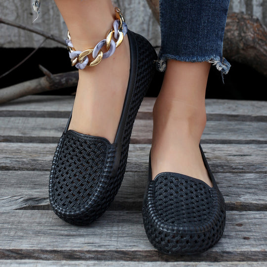 Damen geflochtene Slipper mit elastischem Einsatz EB