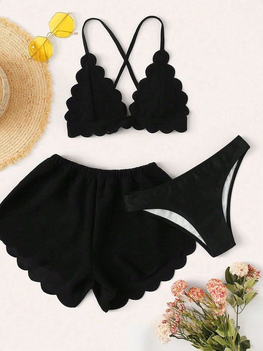 Damen Triangel-Bikini mit Shorts EB