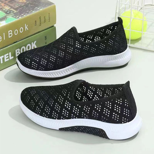 Damen Atmungsaktive Slip-On Sneakers mit elastischem Obermaterial und dämpfender Sohle EB