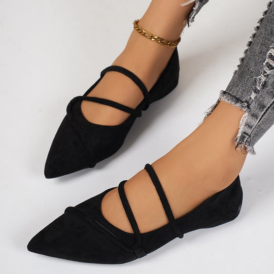 Damen elegante Ballerinas mit gewickeltem Riemendesign und weichem Obermaterial EB