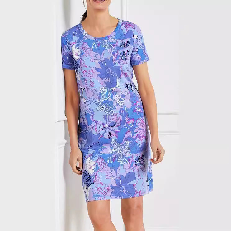 Damen Kurzarmkleid mit floralem Druck EB