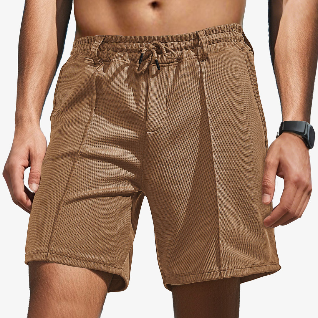 Herren nan knielange Sportshorts mit Netzstruktur, elastischem Tunnelzug und Gürtelschlaufen EB