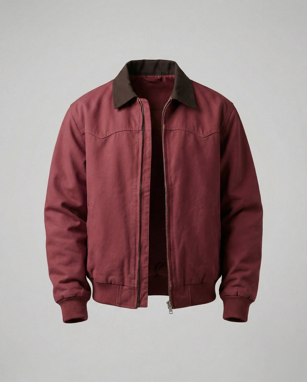Herren lässige Workerjacke mit kontrastkragen Reißverschlussfront und Rippbündchen EB