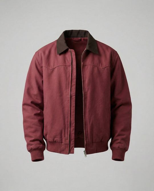 Herren lässige Workerjacke mit kontrastkragen Reißverschlussfront und Rippbündchen EB