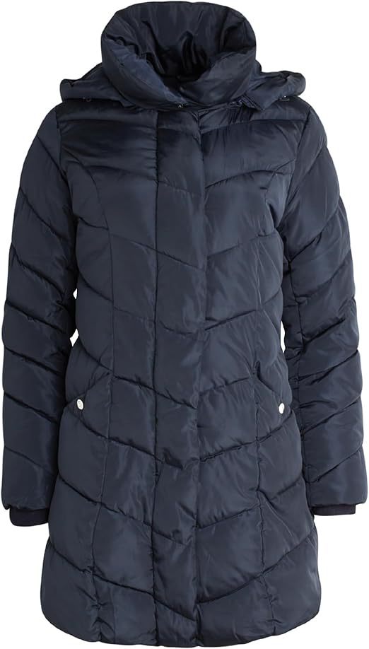 Damen Langer gesteppter Winterparka mit hochgeschlossenem Kragen EB
