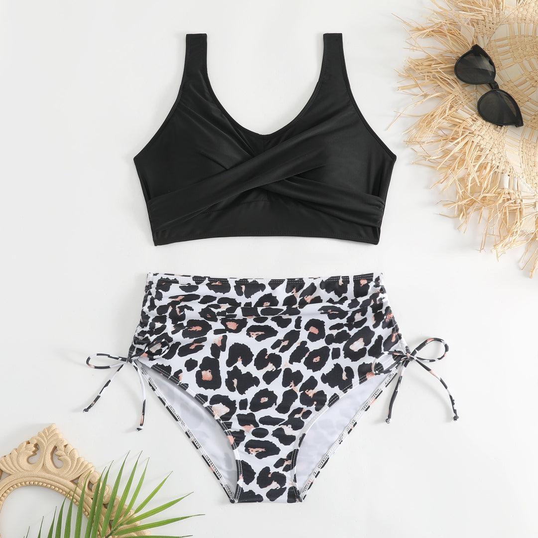 Damen Bikini-Set mit schickem Wickeloberteil und hoch taillierten Höschen EB