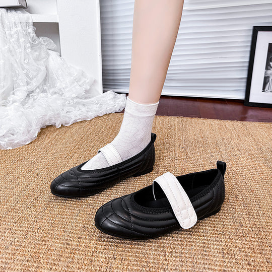 Damen Komfortable Ballerinas mit elastischem Riemen und gepolsterter Innensohle EB
