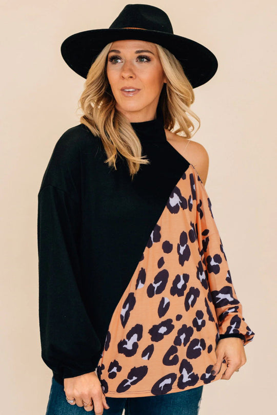 Damen Einseitiges Oberteil mit modernem Animal-Print und weitem Schnitt EB