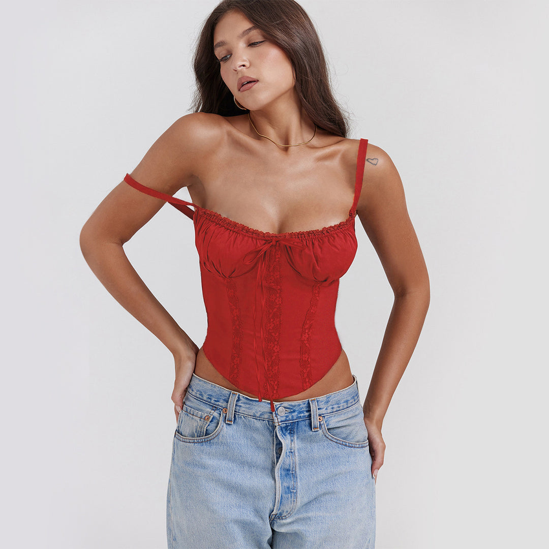 Damen Corsage-Top mit Rüschendetails und verstellbaren Trägern EB
