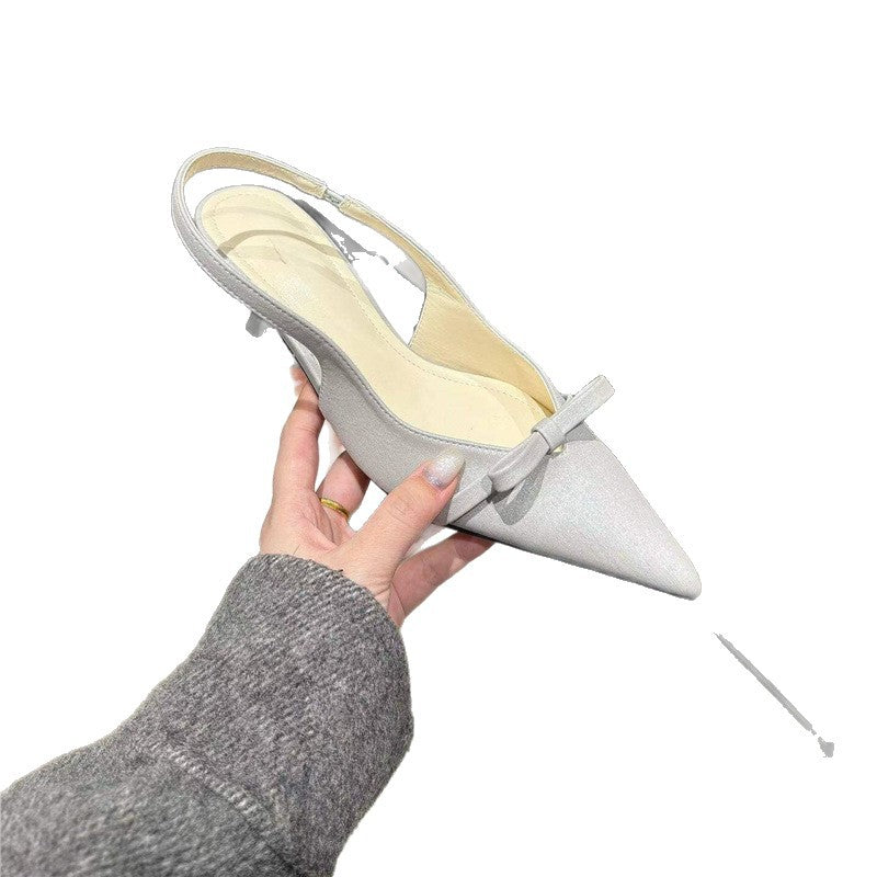 Damen elegante Slingback-Pumps mit feinem Riemchen und Schleifenapplikation EB