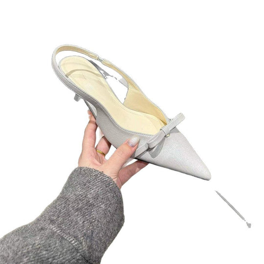 Damen elegante Slingback-Pumps mit feinem Riemchen und Schleifenapplikation EB