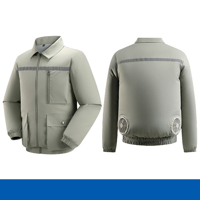 Herren nan belüftete Kühlarbeitsjacke mit seitlichen USB-Lüftern, reflektierendem Bruststreifen und multifunktionalen Taschen EB