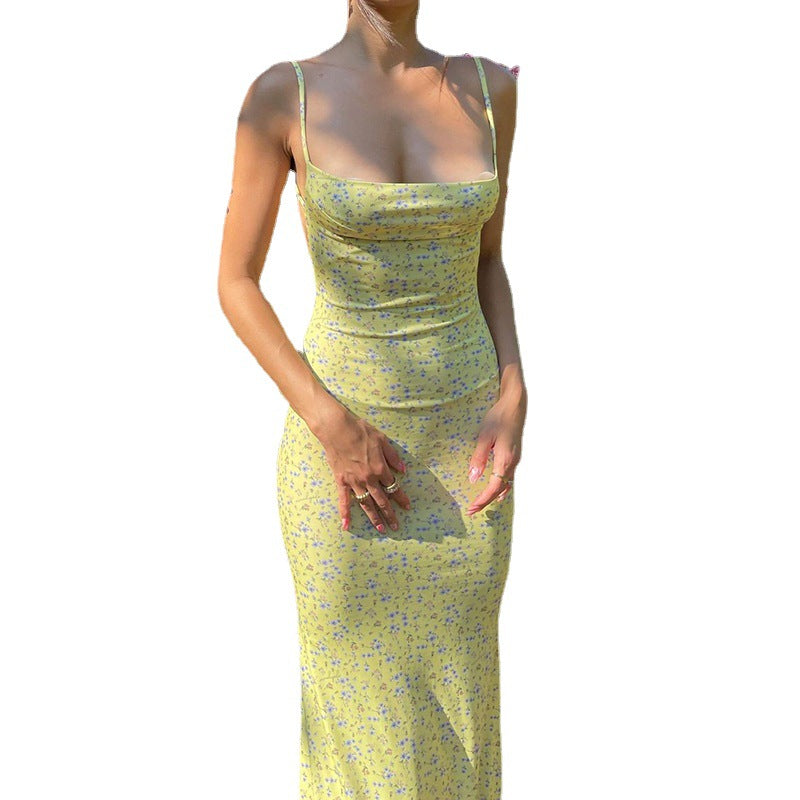 Damen Spaghettiträgerminikleid mit floralem Design und figurbetontem Schnitt EB