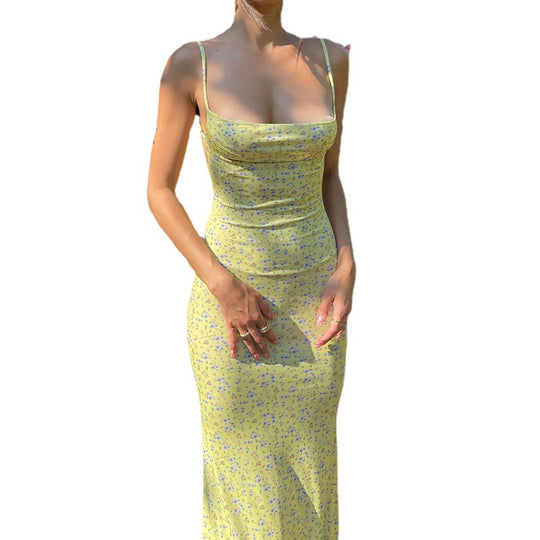 Damen Spaghettiträgerminikleid mit floralem Design und figurbetontem Schnitt EB