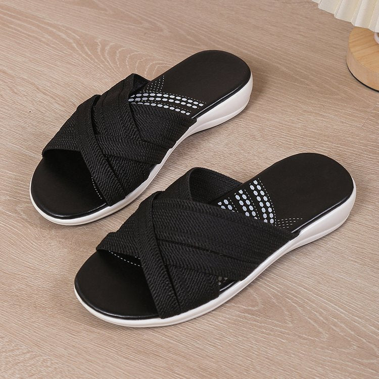 Damen Komfortable Clogs mit gekreuzten Riemen und stoßdämpfender Sohle EB