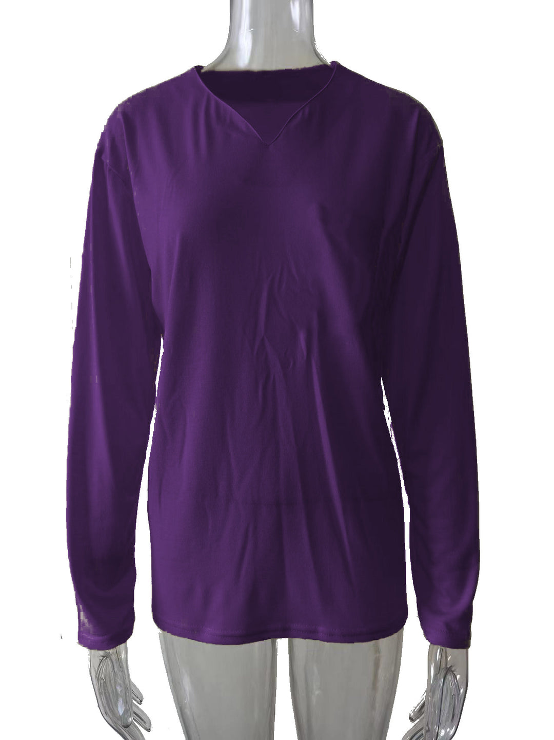 Damen nan legeres Langarmshirt mit V-Notch-Ausschnitt, Brusttasche und lockerer Oversize-Passform EB