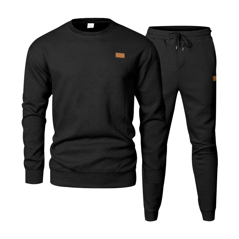 Herren Feinstrukturiertes Lounge-Set mit Rundhals-Pullover & schmaler Jogginghose EB