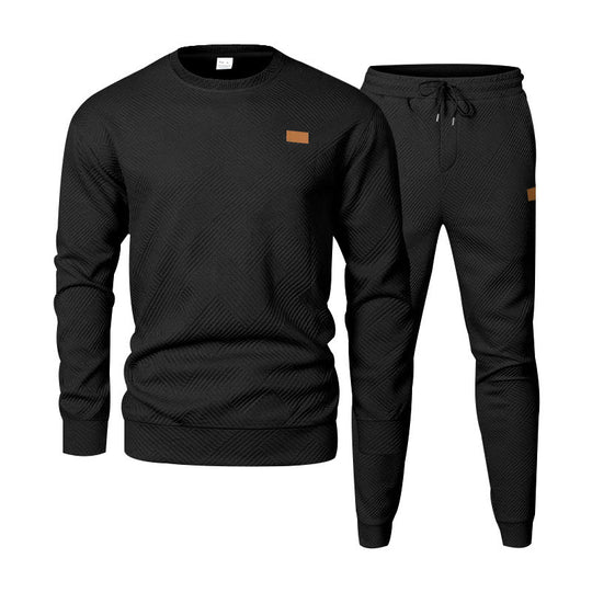 Herren Feinstrukturiertes Lounge-Set mit Rundhals-Pullover & schmaler Jogginghose EB