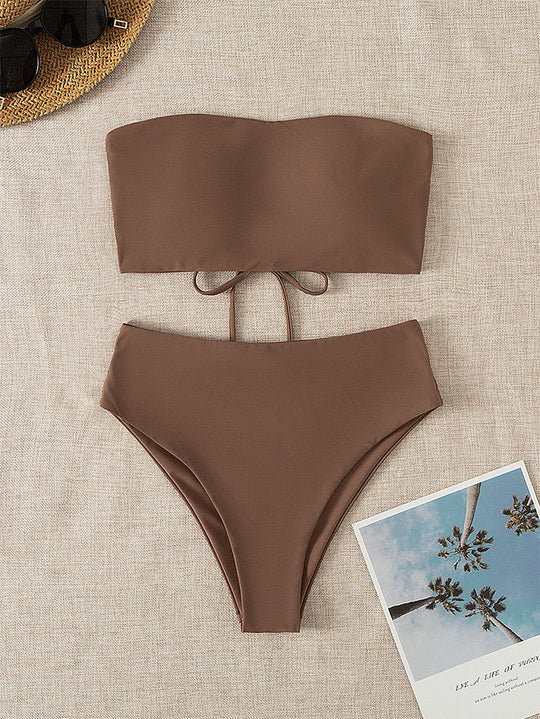 Damen Bandeau-Bikini mit hochgeschnittenem Unterteil EB