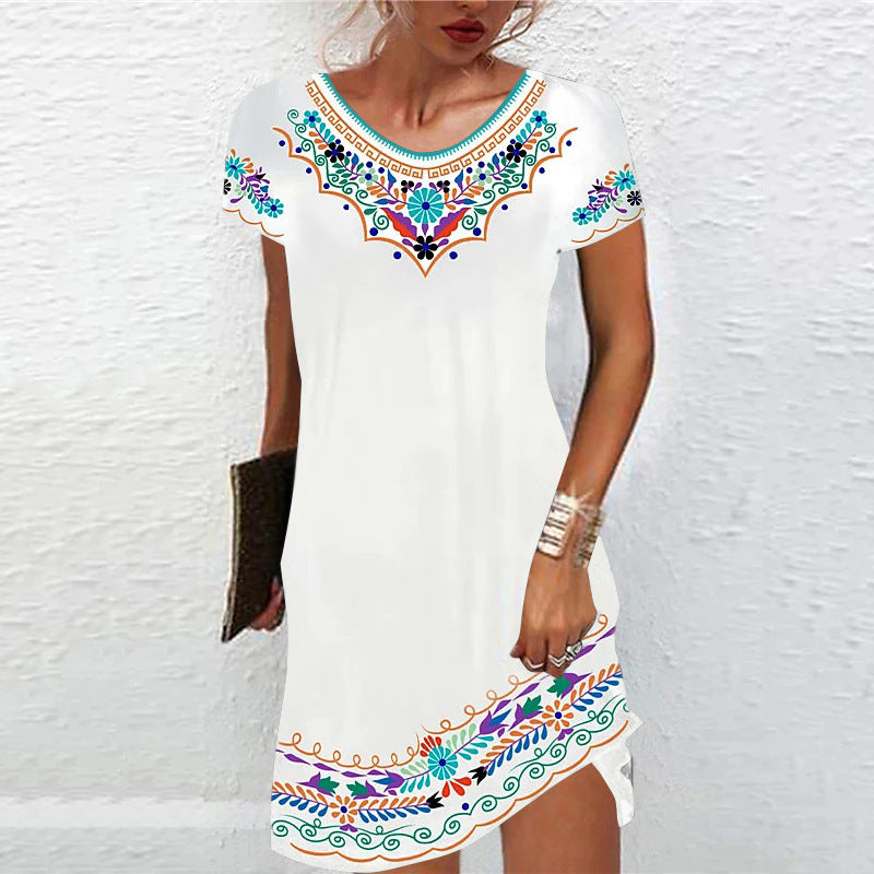 Damen Sommerliches Freizeitkleid mit kunstvollem Stickdesign EB