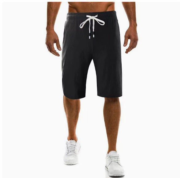 Herren nan leichte Leinenhose mit elastischem Bund weites Bein und seitlichen Eingrifftaschen EB