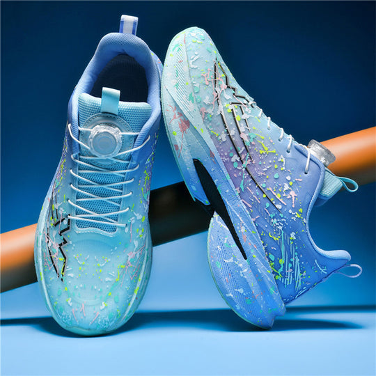 Unisex künstlerische Laufsneaker mit Spritzlack‑Design, reaktiver Hohlkern‑Dämpfung und Drehverschluss EB