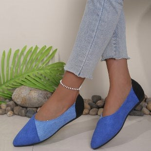 Damen Ballerinas mit spitz zulaufender Sohle und modischem Farbkontrast EB