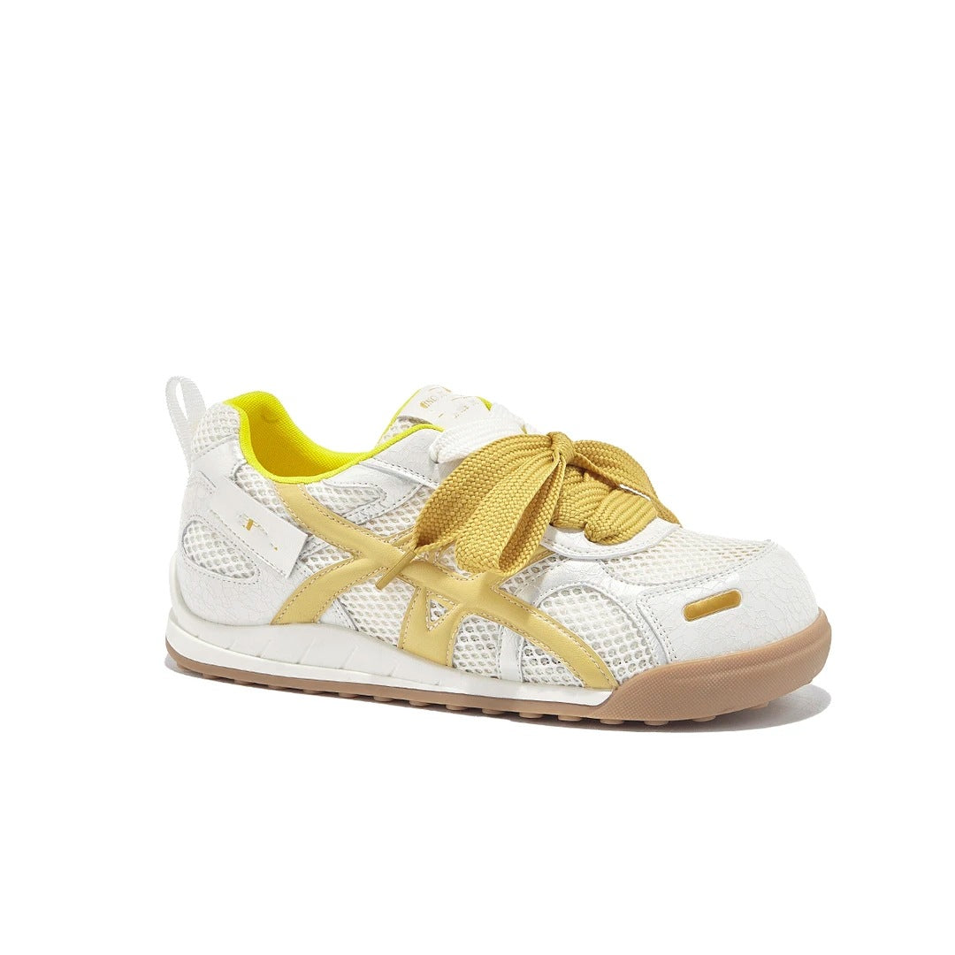 Damen Atmungsaktive Freizeit-Sneaker mit trendigem Mesh-Obermaterial und verspieltem Schnürdesign EB
