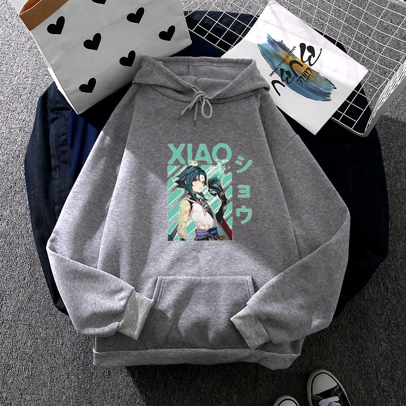 Damen nan weicher Oversize-Kapuzenpullover mit kawaii Pilzfrosch-Print, Kängurutasche und gerippten Bündchen EB