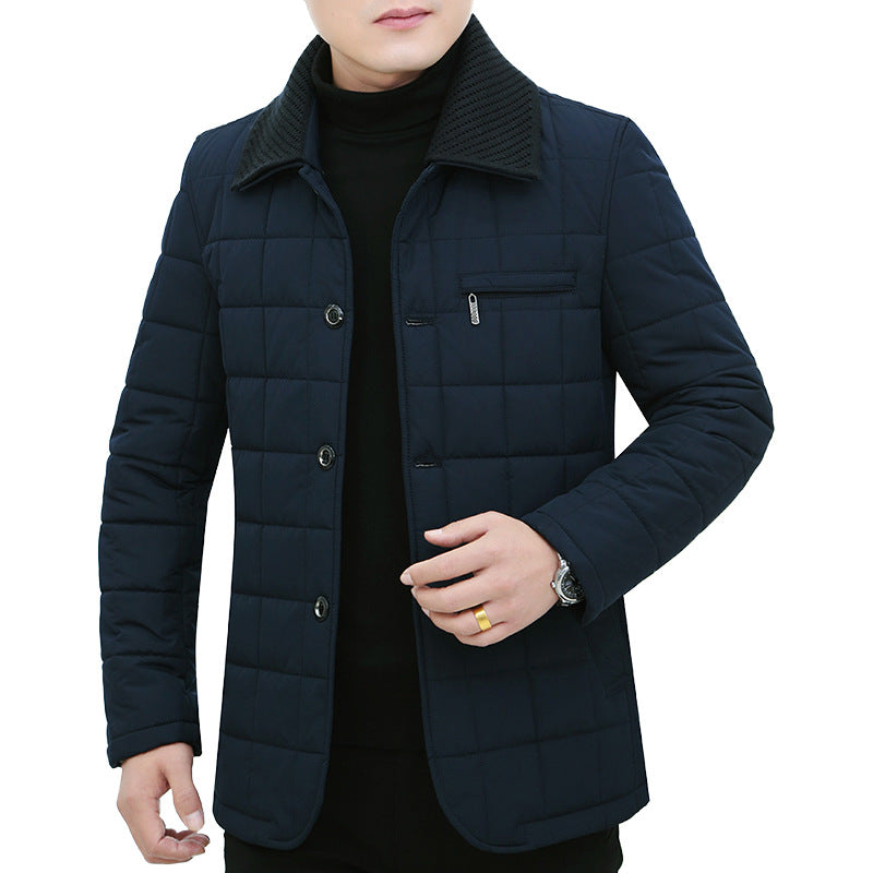 Herren Steppjacke mit Boxsteppung, Cordkragen und Brust-Reißverschlusstasche EB