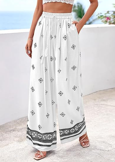 Damen weite Sommerhose mit Boho-Muster EB