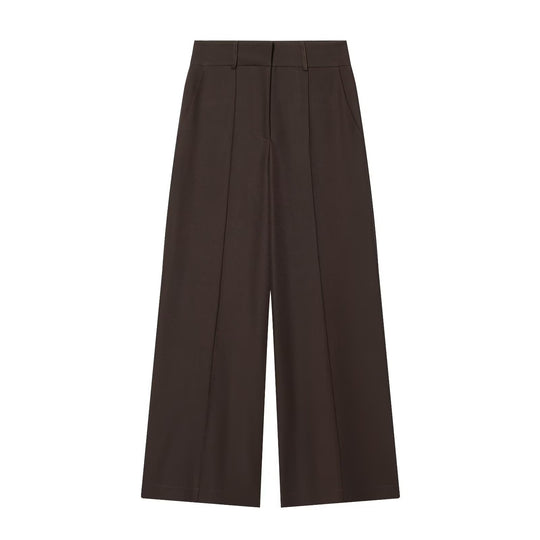 Damen weite Anzughose mit hoher Taille und Falten EB