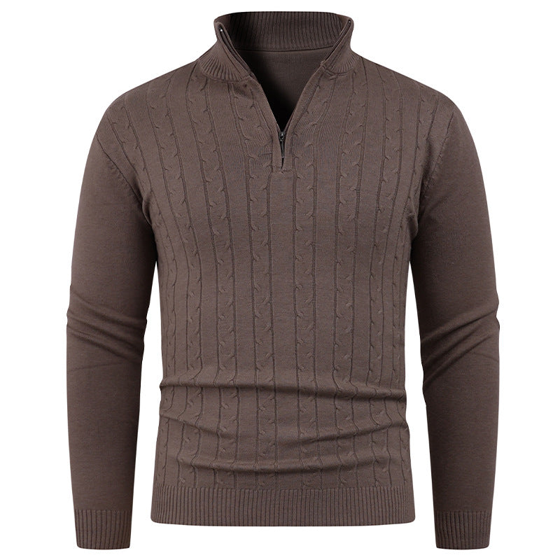 Herren Strukturierter Pullover mit ZIP-Kragen EB