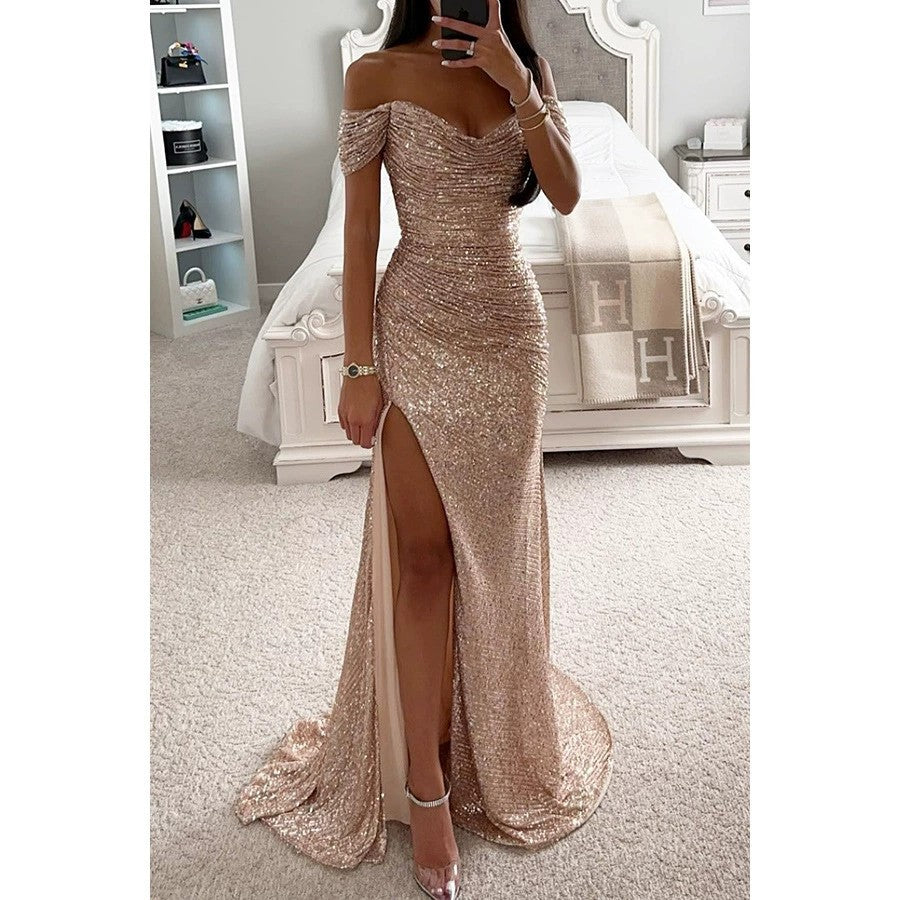 Damen Abendkleid mit schimmernden Pailletten EB