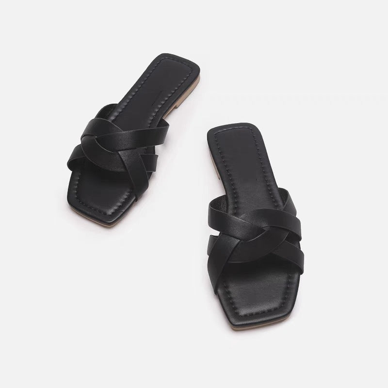 Damen elegante Riemensandalen mit geflochtenem Design EB