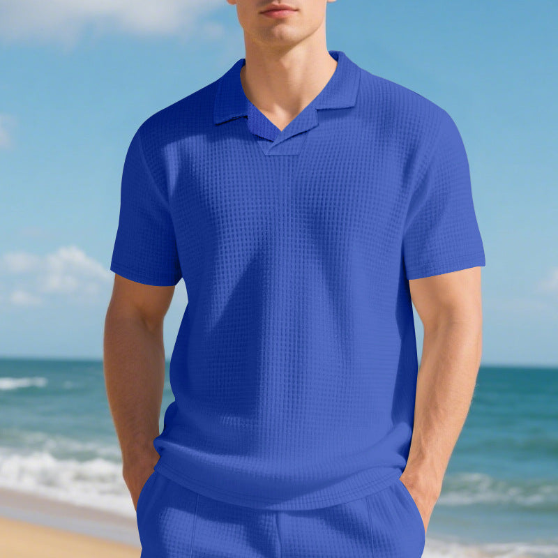 Herren Kurzarm Poloshirt mit strukturiertem Design und modernem Stehkragen EB