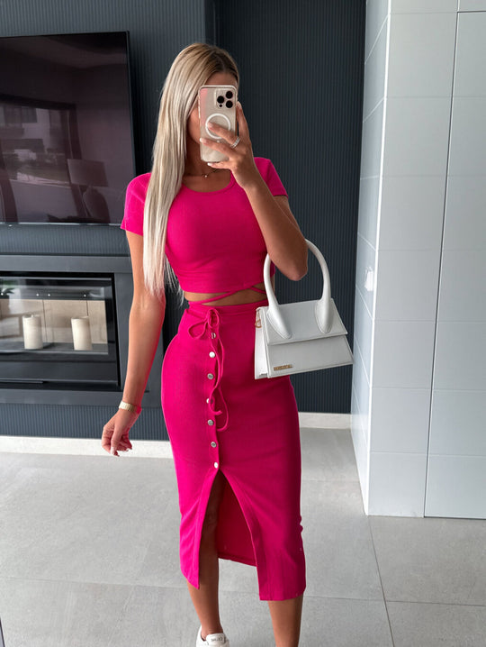 Damen Set mit cropped Top und Midi-Rock EB
